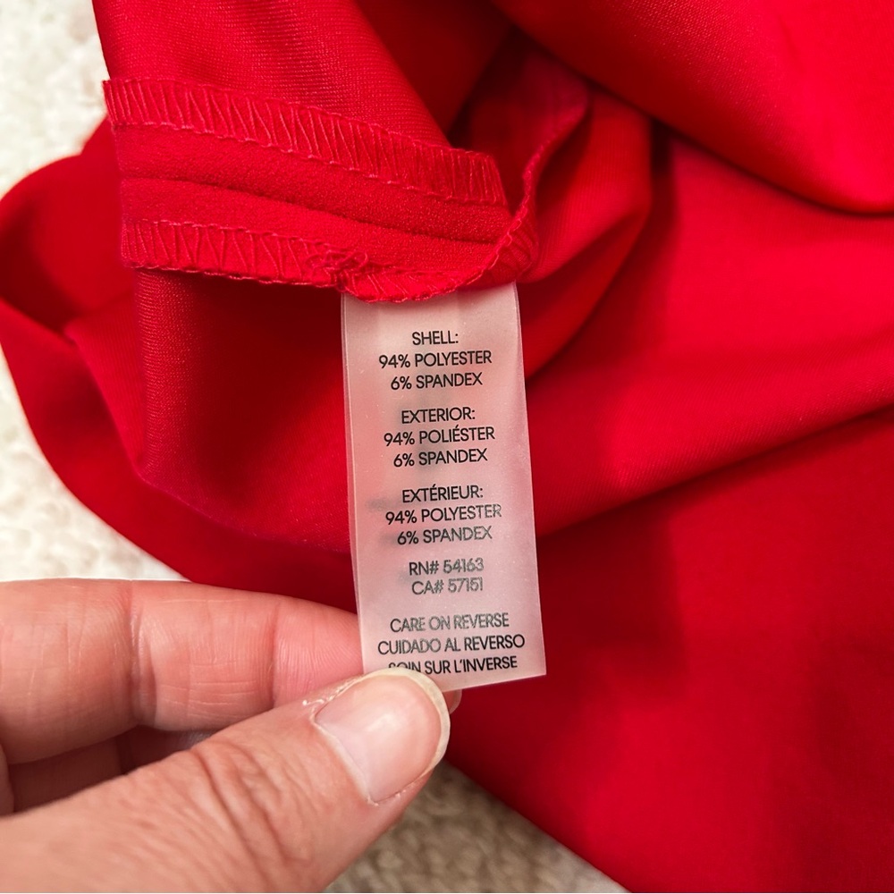 NWT Calvin Klein Red 3/4 Sleeve Sheath Midi Dress Bow Details Size 10 Holiday - Picture 4 of 14
